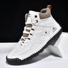 Men's Plus Size High-Top Martin Boots - Winter Casual Leather with Handmade Stitching