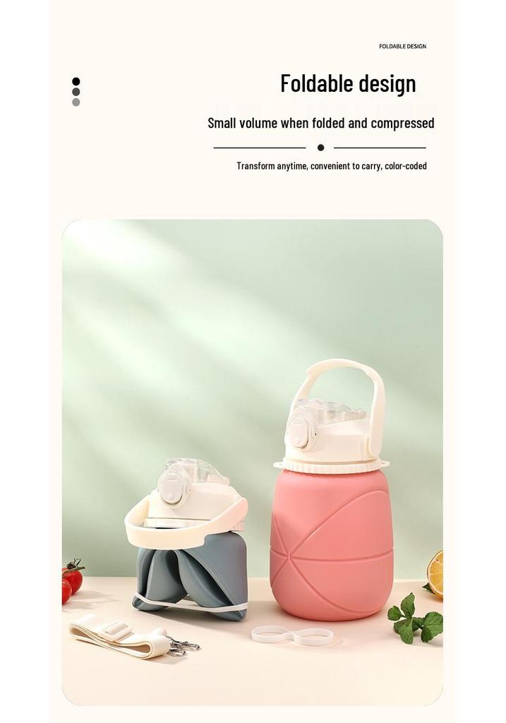 Foldable 1200ml Silicone Sports Water Bottle - Portable & High-Capacity, Ideal for Outdoor Fitness
