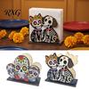 Unique Kitchen Ornament Day of The Dead Wooden Skull Napkin Holder, Decorative Floral Tissue Dispenser, Colorful Gift Dia De Los Muertos Paper