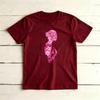 vFloral Silhouette Blackunisex Pink Ribbon Graphicunisex Summer Cotton T Shirt Inspirational Breast Cancer Short Sleeve Garment