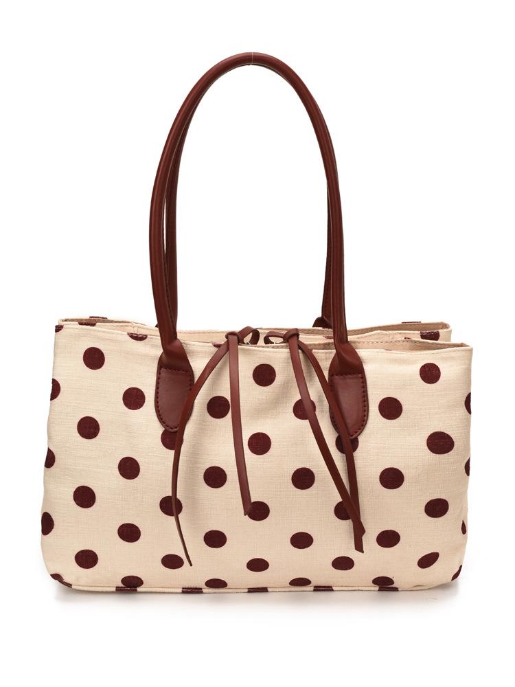 Korean Polka Dot Large Capacity Tote - Trendy Single Shoulder Bag for Everyday Use