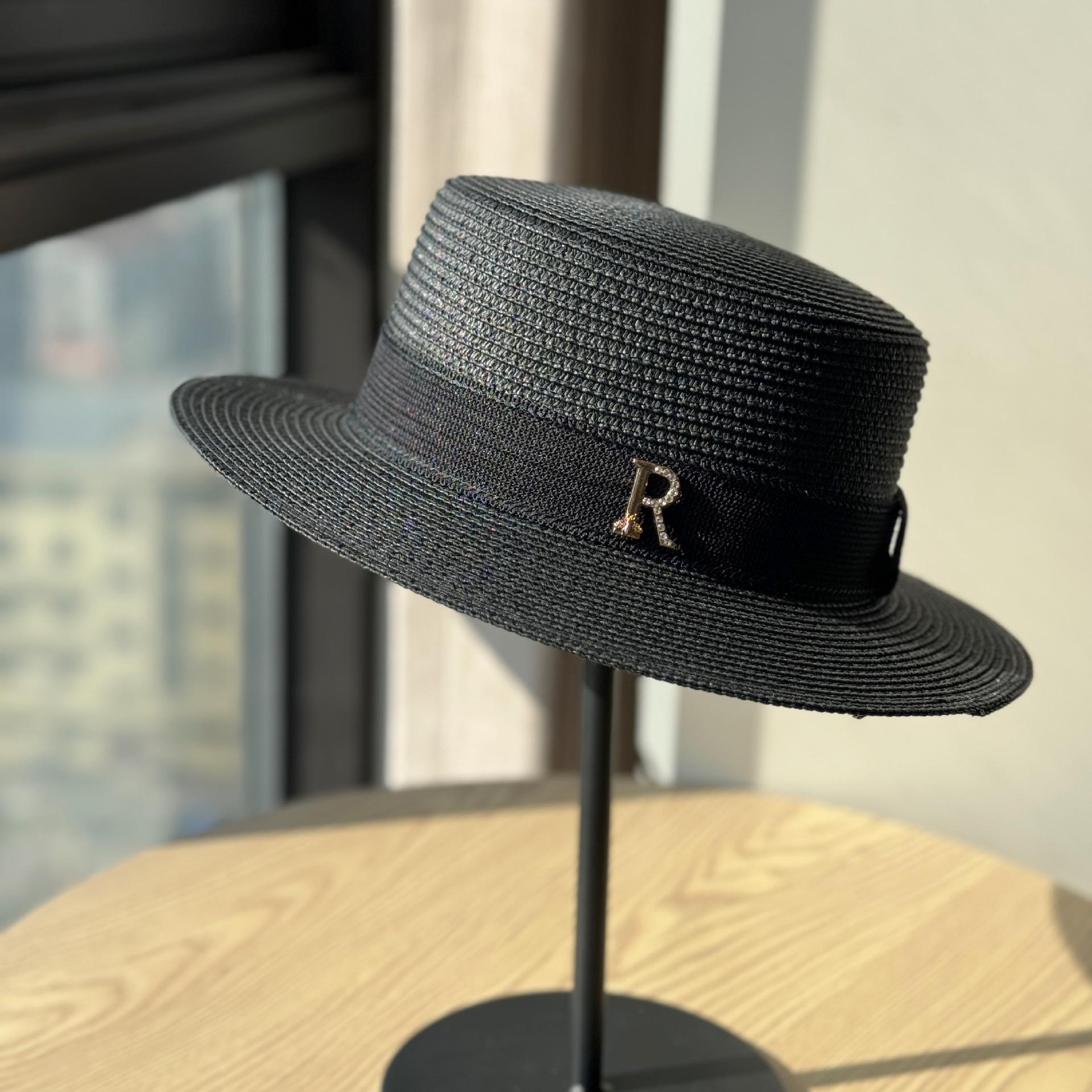 Retro Straw Hat Women Summer Vacation Beach Sun Protection Sun Hat Retro Top Hat adjustable чёрный