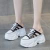 Round Toe Women Shoes Fashion Chunky Sneakers Woman Flats Loafers Slip On Super High Heels Platform Vulcanize Shoes 7.5CM