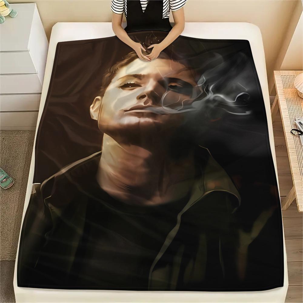 1PC Dean Winchester Print Flannel Blanket, High Quality All Seasons, Home Decor, Warmth and Comfort, Perfect for Christmas Gifts