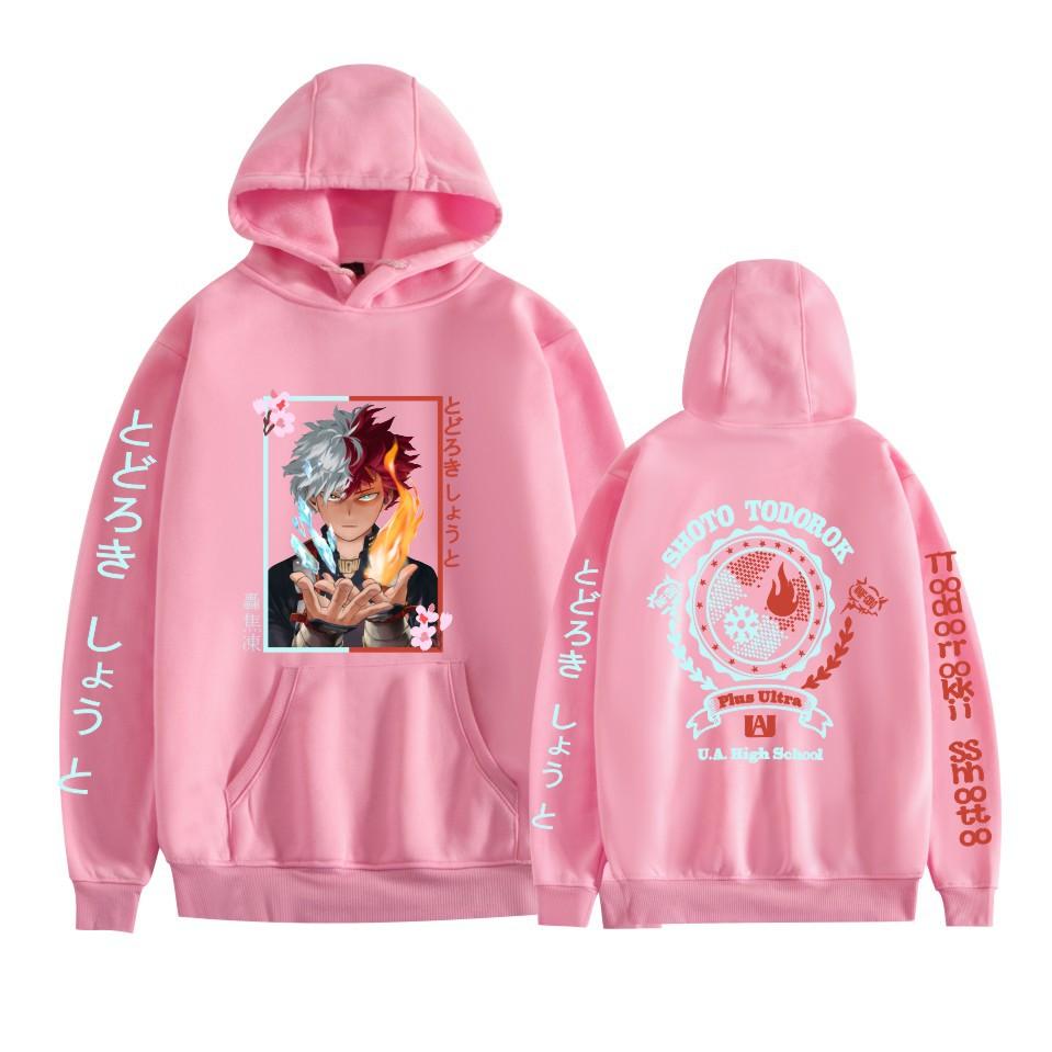 Japanese Style My Hero Academia Anime Print Unisex Fashion Loose Hooded Double Bar Sweatshirt