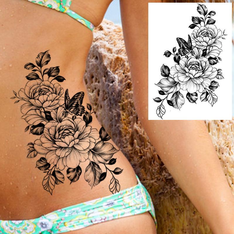 Hochwertige temporäre Rosen-Tattoos für Arm und Wade – Europäischer & Amerikanischer Stil