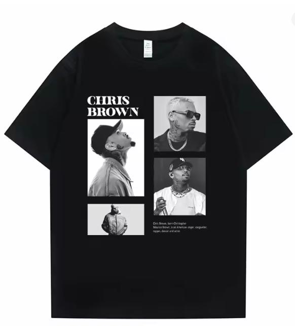 Pop Singer Chris Brown Print TShirt Unisexs Hip Hop Fashion Oversize TShirt Top Unisexs Casual Cotton TShirt Vlone