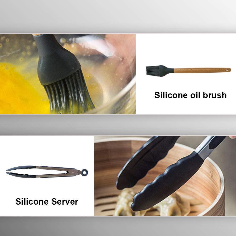31pcs Kitchen Utensils Set Heat Resistant Cookware Wooden Handle Silicone Kitchen Cooking Utensils
