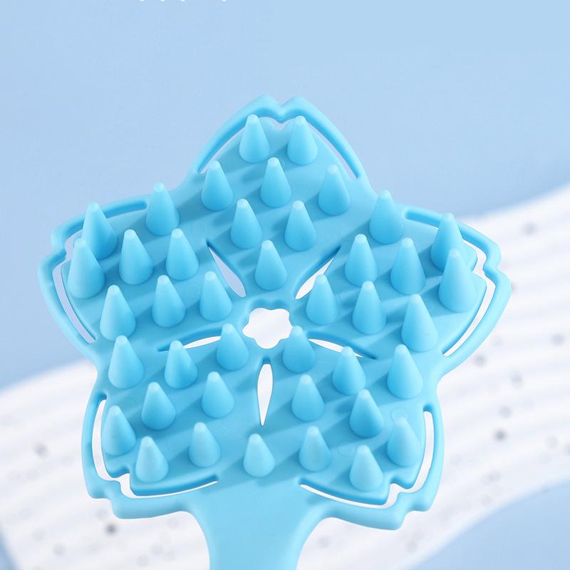 Silicone Shampoo Scalp Hair Massager Shampoo Massage Comb Soft Bath Brush Star Shaped Hallow Shower Brush Comb Care Tool Gift