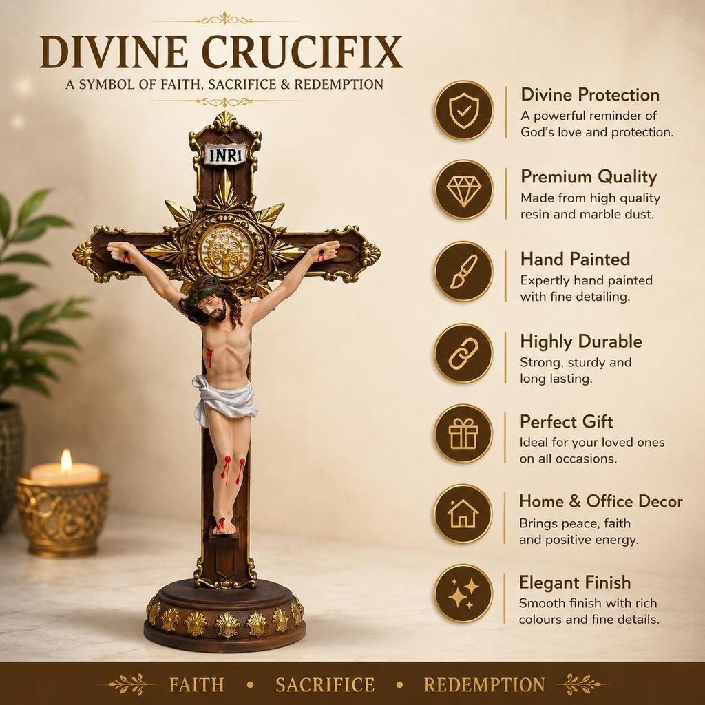 Croix de Saint-Esprit en résine avec le Seigneur Jésus-Christ pour autel, table, salle de prière, pendaison de crémaillère, cadeau et décoration