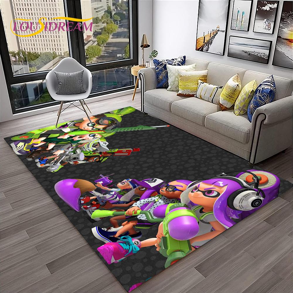 Cartoon PC Gamer 3D Games Splatoon Carpet Rug for Home Living Room Bedroom Sofa Doormat Decor,kids Area Rug Non-slip Floor Mat