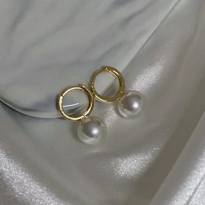 Premium Sense Simple Niche Pearl Pendant Earrings Elegant Small Fragrant Style Ear Buckle Women'S Light Luxury Temperament Ear Jewelry