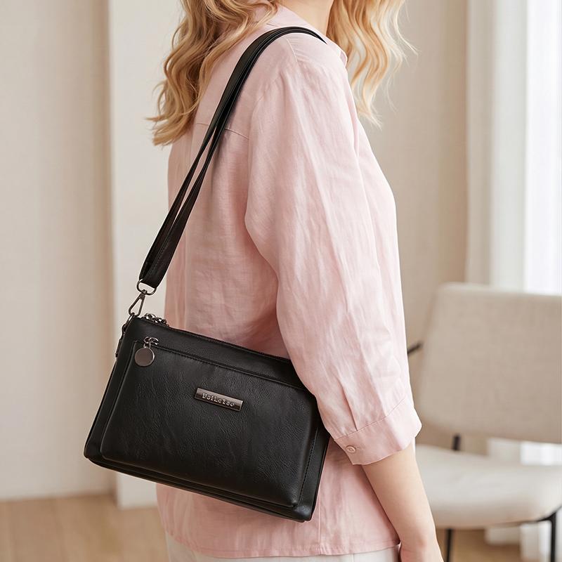 Middle-aged Mother Bag Female PU Messenger Bag Multi-layer Shoulder Bag