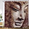 Bathroom Shower Curtains Buddha Statue Bamboo Bath Screens Home Decor Waterproof Polyester Fabric With Hooks 240X180Xm