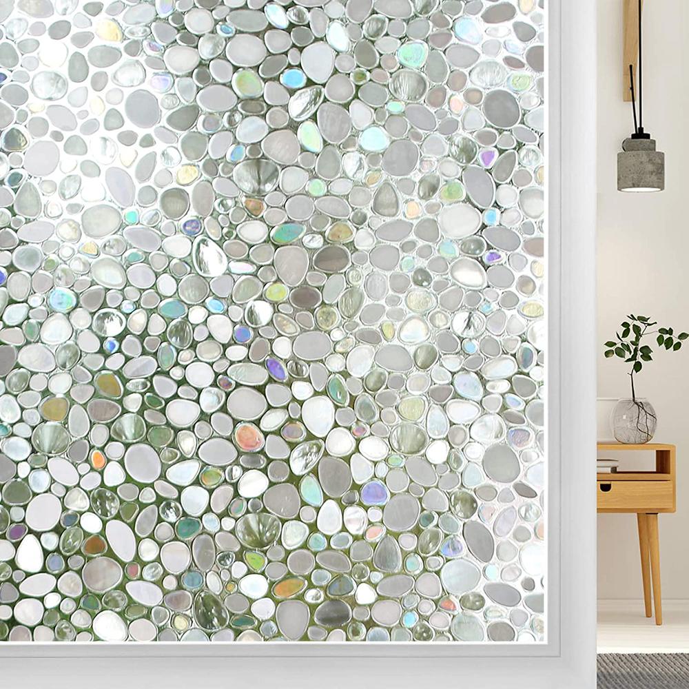 Breite 75/90 cm 3D-Vinyl-Sichtschutzfolie für Fenster, Wärmeisolierende Regenbogen-Fensterfolien, UV-Schutz, dekorative Glasaufkleber