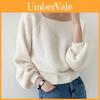 Vintage French Style Knit Sweater With Lantern Sleeves For Women