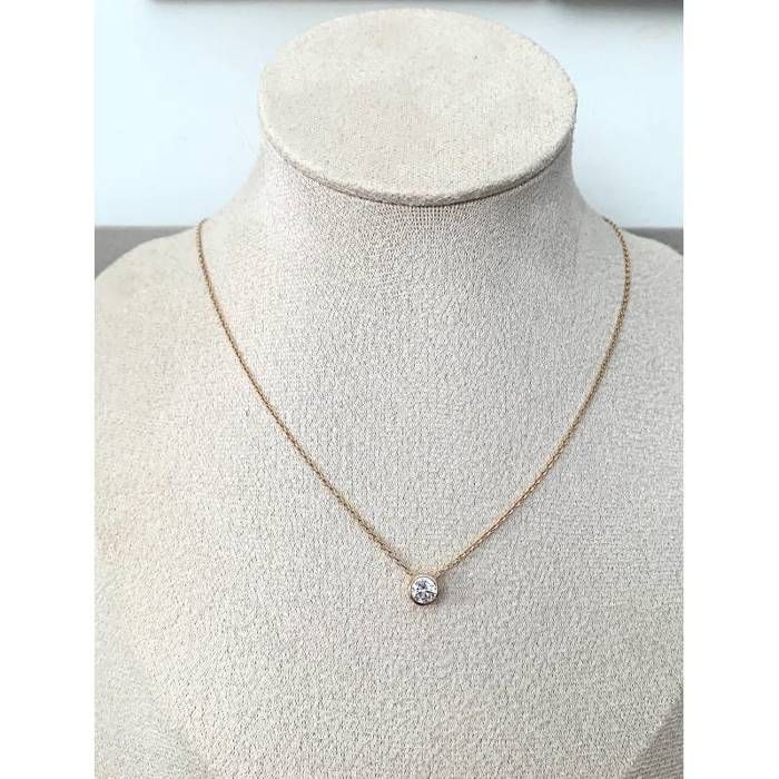 Collier Solitaire - Bijouxia - Ras-de-cou - Oxyde de Zirconium - Plaqué Or 18 Carats - 40 cm