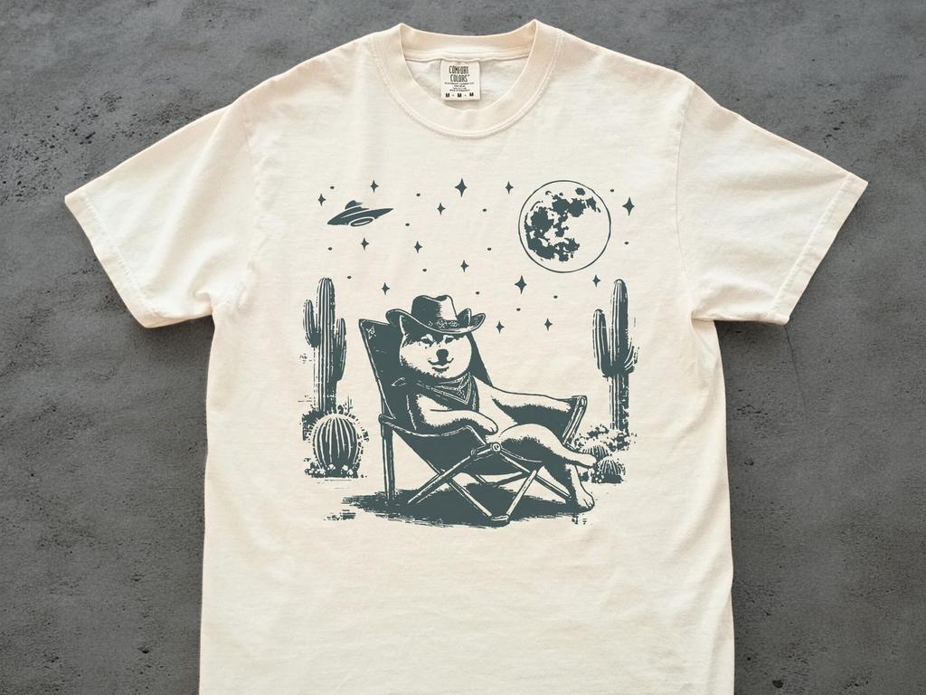 Shiba Inu Shirt, Shiba Inu Vintage Shirt UFO Western Shirt, Retro T-Shirt, Cowboy TShirt, Wild West, Dogful DogMom, Dogfulness Shirting