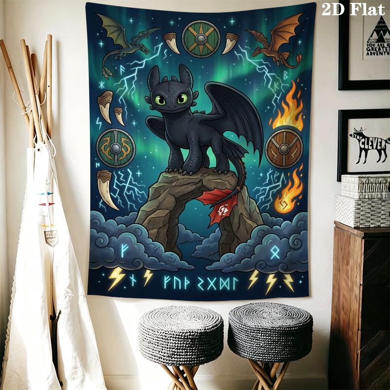 How to Train Your Dragon Wall Tapestry Aesthetic Wall Hanging Printed Fabric Blanket Decorative Tapestries for Bedroom Living Room Home Decor