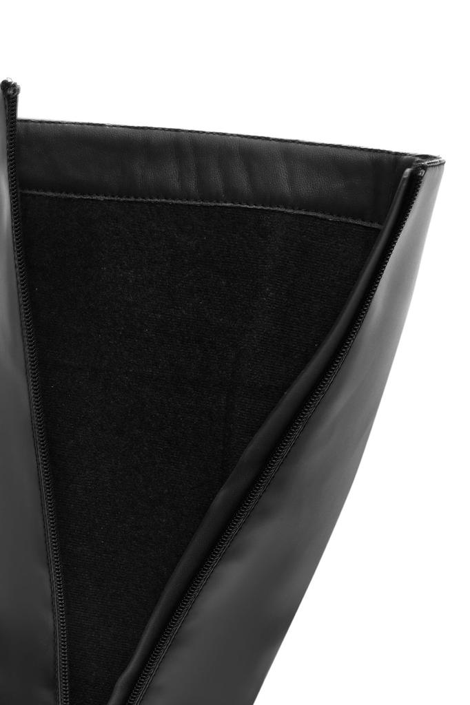 Women Modern Stylish Fashion Boots Genuine Leather Black Zipper Thick High Heel Leather Boots