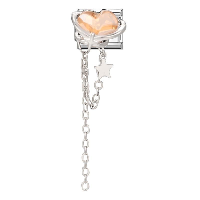 Zircon Long Tassel Butterfly Bow Knot Heart Italian Charm Links Fit 9mm Bracelet Stainless Steel DIY Jewelry Making