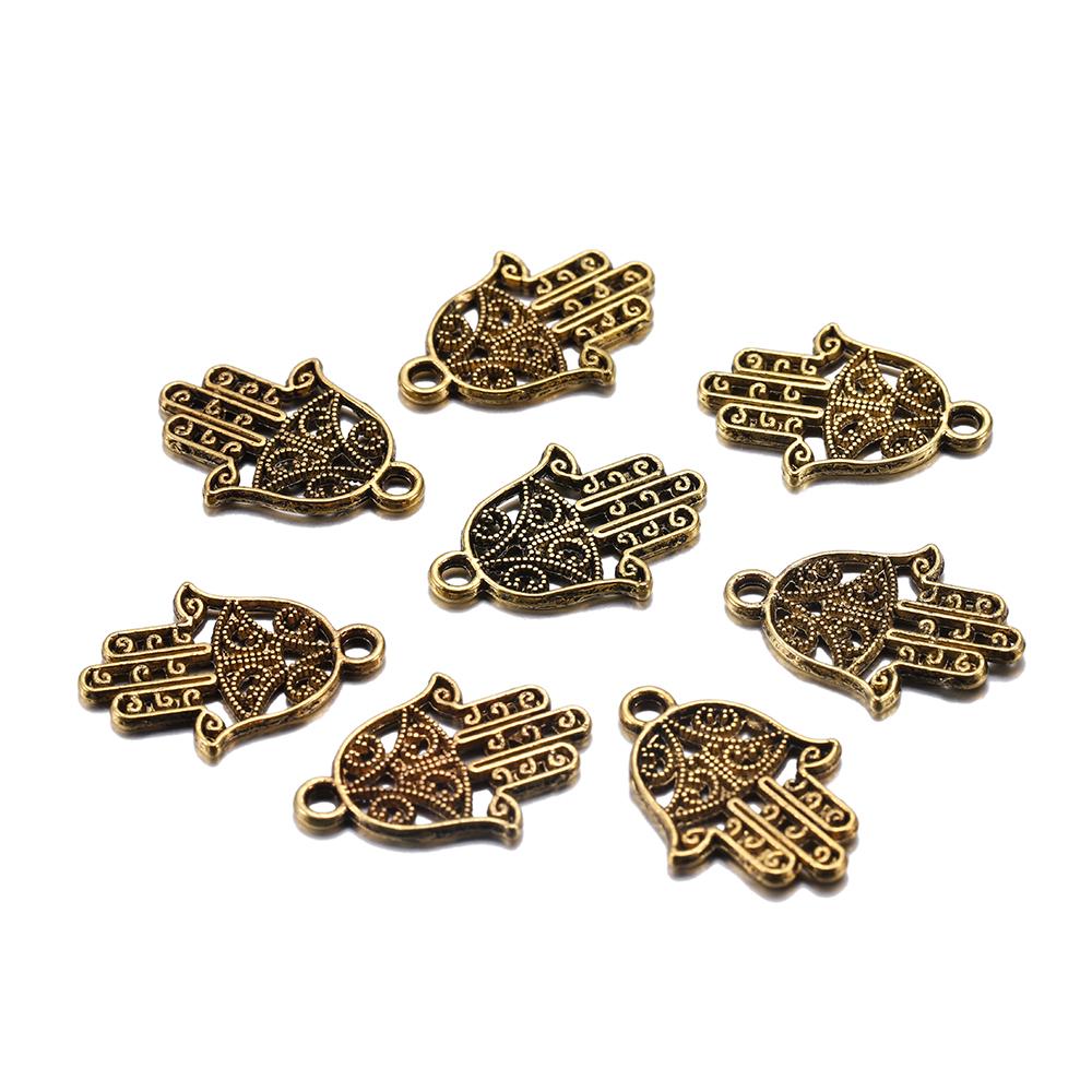20pcs/lot 15*21mm Classic Antique Bronze Hand Fatima Charms Bracelet Pendants For DIY Necklace Jewelry Making Supplies