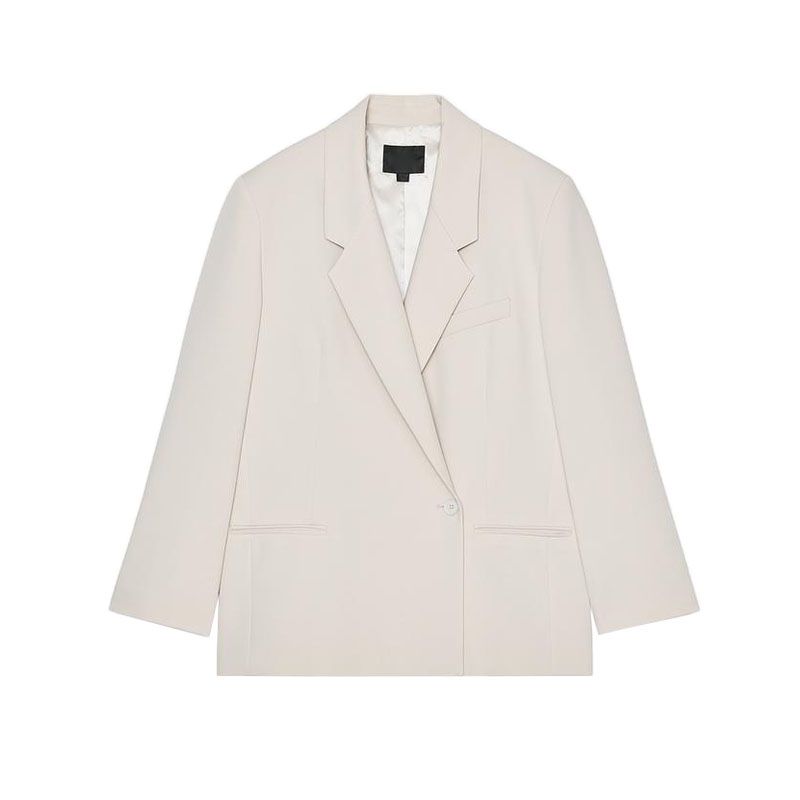 Summer Loose Lapels Long Sleeve Suit Coat 5247776 Mid Waist with Belt Pairs of Pleated Pants 4661405