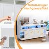 Sideboard Hochglanz Kommode Anrichte Schrank 4 Türen & Offene Staufächer, Mehrzweckschrank Glastüren, Wohnzimmer, Esszimmer, Flur, Weiß