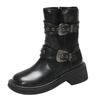 Maillard Knight Boots Women's 2025 Metal Buckle British Boots Spice Girls Vintage Versatile Square Head Buckle Strap Western Boots