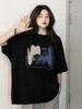 Women's Hong Kong Style Oversized Summer T-Shirt - Plus Size, Loose Fit, Short Sleeve