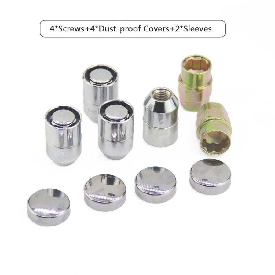 Car Steel M12x1.25 Wheel Lock Lug Nut +4 Pcs Anti Theft Locking Nut w/ 2 Key Set