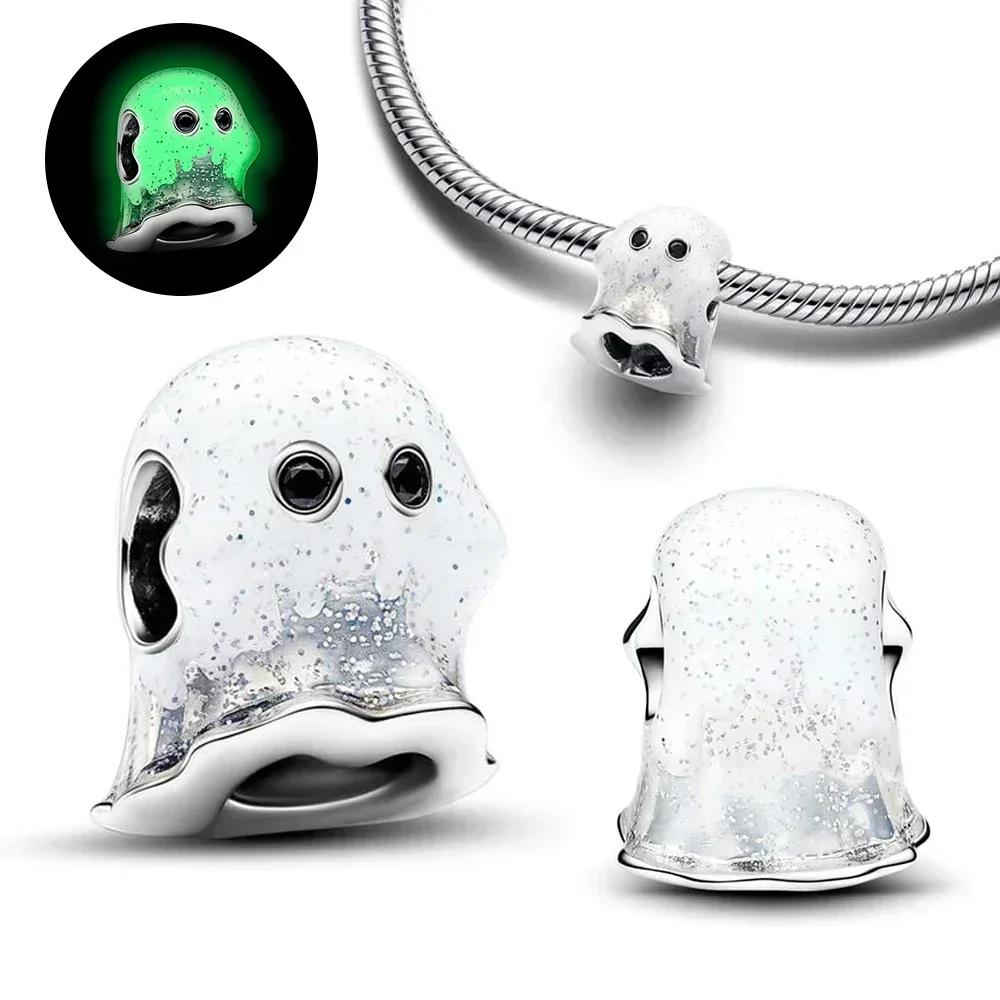 Authentic Original Copper Metal Halloween Perfect Gift Black Cat Spider Skull Pumpkin Ghost Bead Components Charm Bead Components Designed For Pan