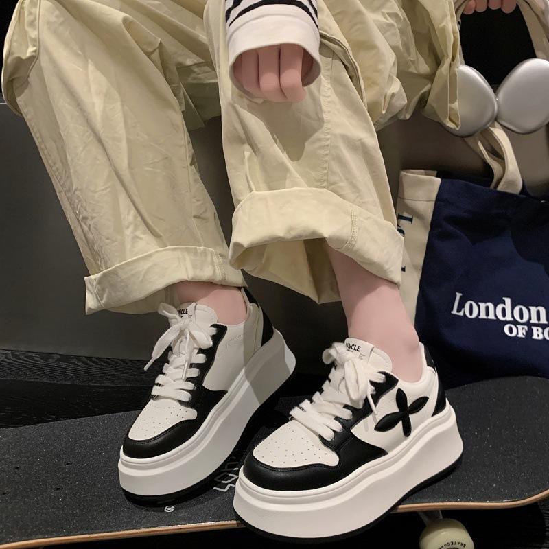 

Popular high-cold school students~ Summer new wave thick-soled Korean version of leisure sports versatile little white board shoes women 40 чёрный