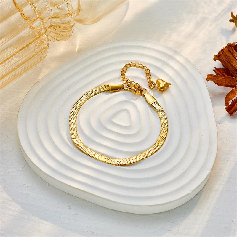 Italy Style Neutral Simple Gold-plated Printed Stainless Steel Blade Chain Necklace Bracelet Jewelry Sets for Women