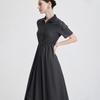 Giovanni Valentino Casual Lapel Short Sleeve A-Line Dress