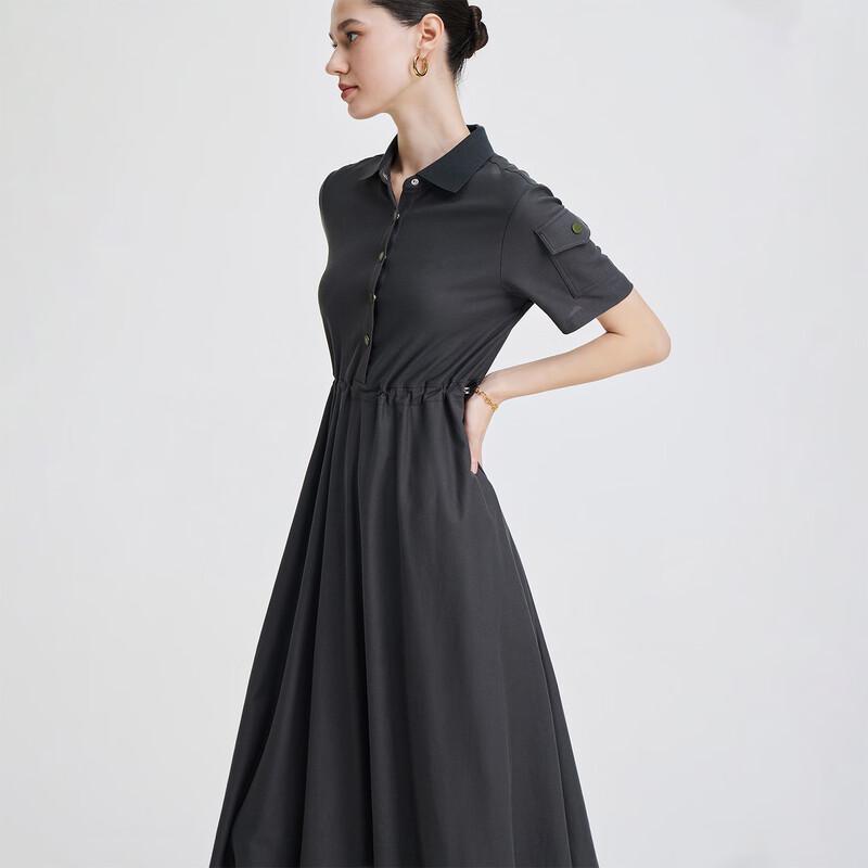Giovanni Valentino Casual Lapel Short Sleeve A-Line Dress