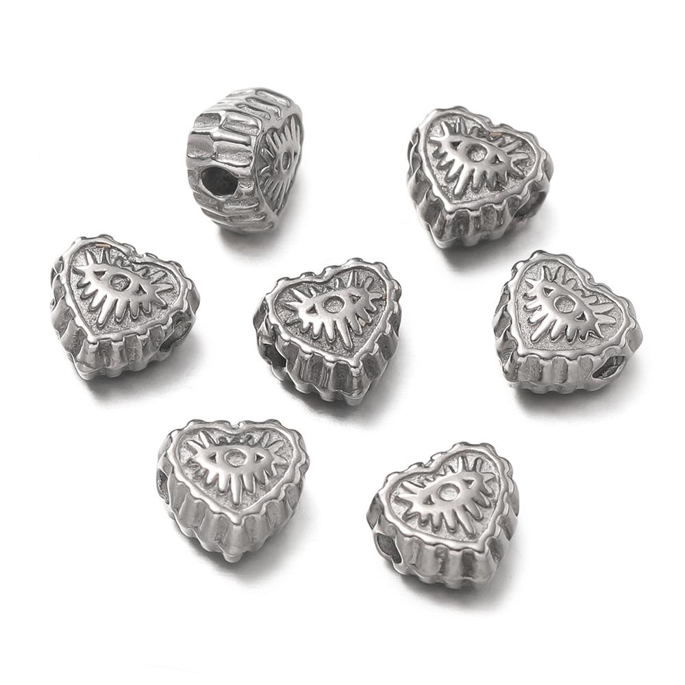 10Pcs/Pack Stainless Steel Various Shape Gold Steel Color Texture Spacer Beads for DIY Bracelet Jewelry Making Accessories