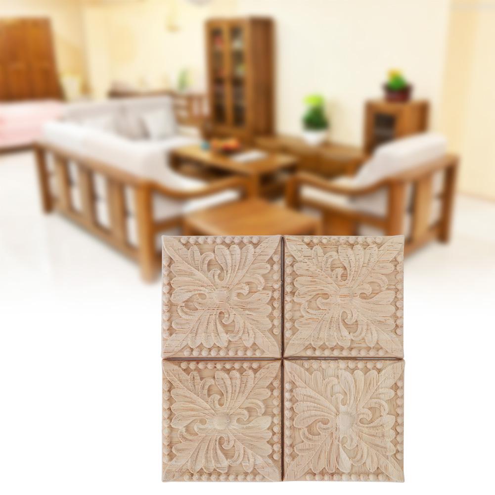 

4Pcs Carving Checkered Applique Unpainted Decal for Furniture Decoration Paragraph 2