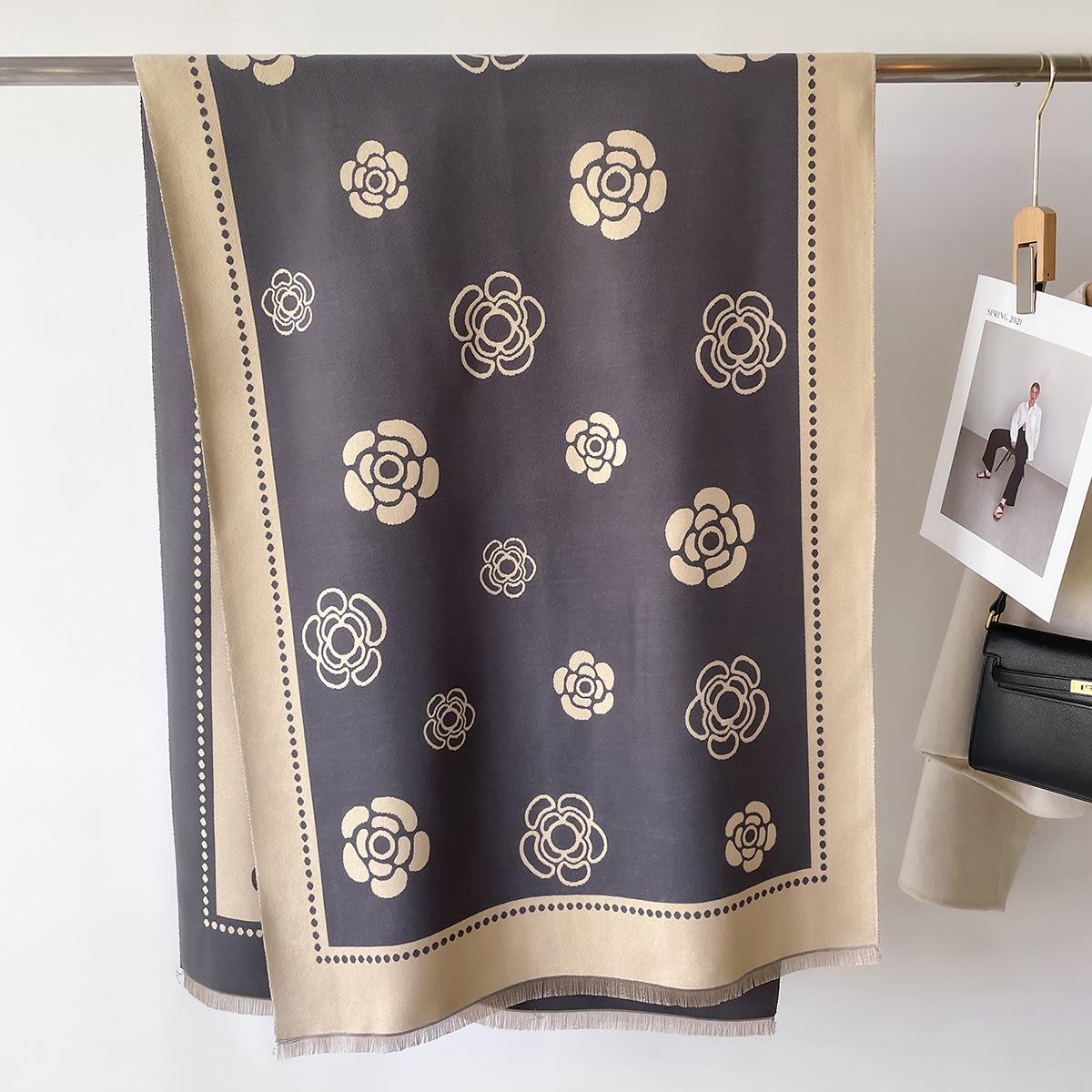 

Шикарный зимний цветочный искусственный кашемировый шарф - толстая, теплая и уютная шаль для женщин | Ветрозащитный и декоративный 66*186cm