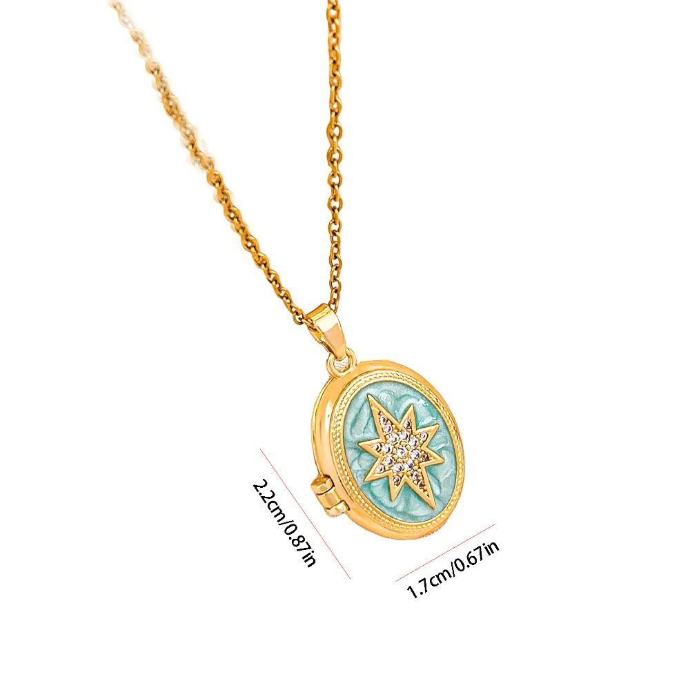 Inlaid Rhinestones Photo Locket Pendant Necklace Openable Gold Clavicle Chain Birthday Gift
