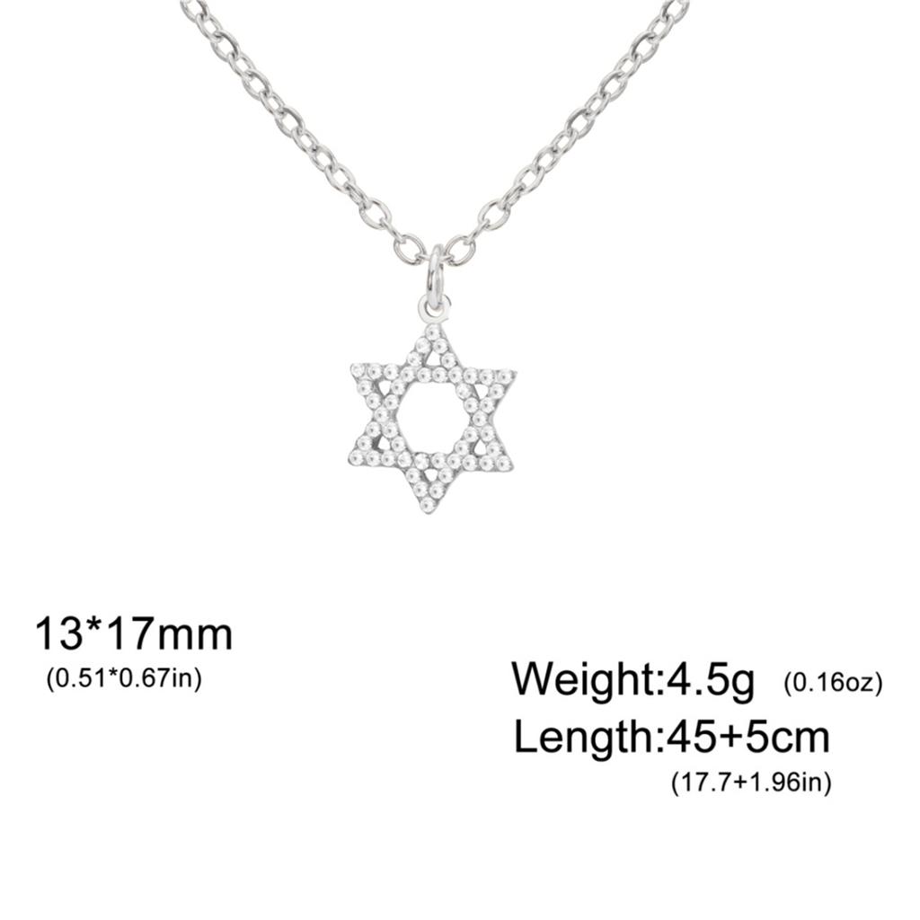  Classic Star of David Necklaces Stainless Steel Rhinestones Six-pointed star Necklace for Women Men Jewish Jewelry Gifts
