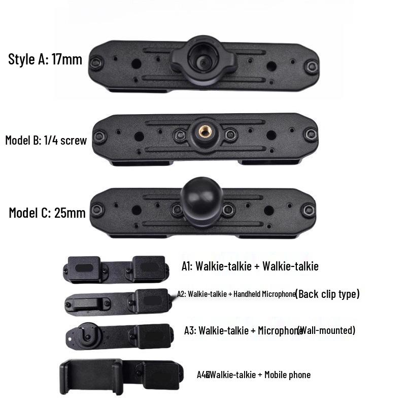 

Universal Handheld Mic Car Mount with One-to-Two Screw Fixing Walkie-Talkie + Phone