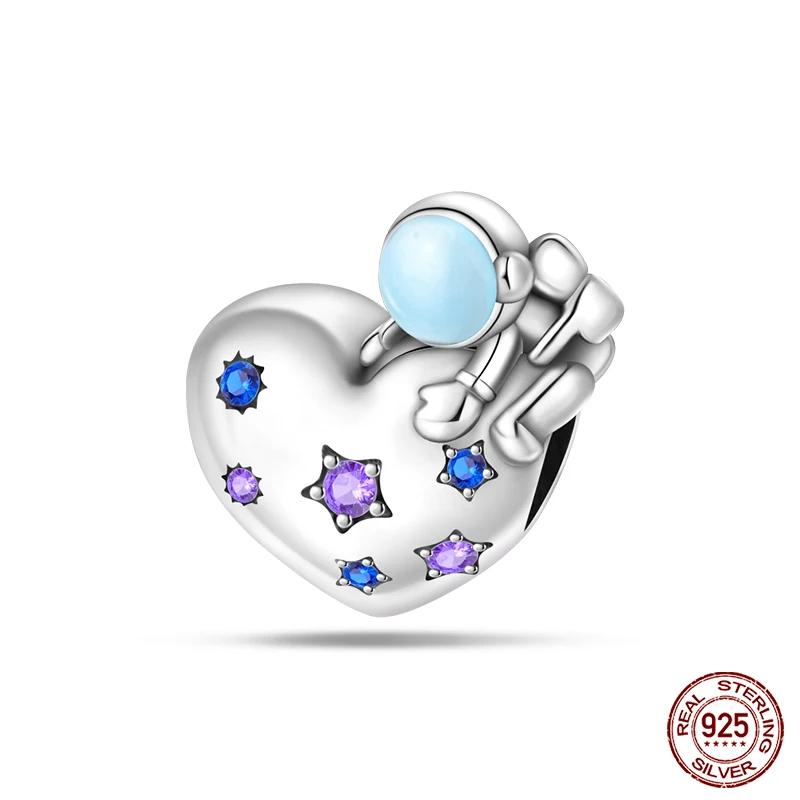 925 Sterling Silver Fashion Space Travel Collection Rocket Astronaut Charms Beads Fit 4MM hole diameter Bracelet DIY Jewelry