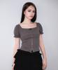 ROSEFRANTZ Puff Shirring Ribbon T-Shirt [Charcoal]