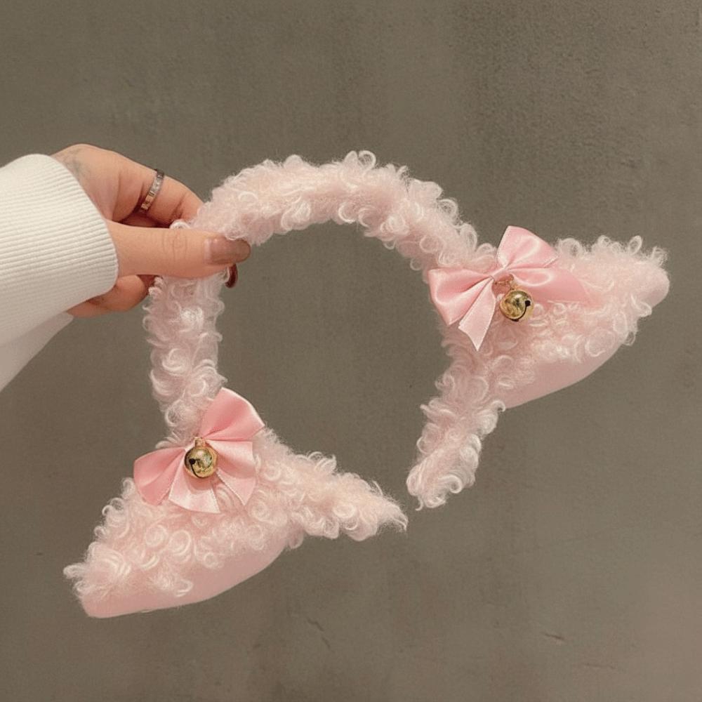 Fancy Props Sheep Ears Headband Simulation Headwear Cute Bowknot Head Hoop  Costume Party розовый