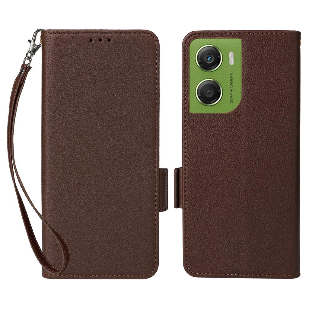 For Motorola Moto G06 4G/G06 Power 4G Case Litchi Texture Wallet Leather Phone Cover with Wrist Strap