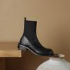 Krazing Pot Microfiber Autumn Winter Shoes Thick Med Heels Size 43 Chelsea Boots Back Knitwear Stretch Ankle Boots