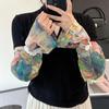 Anti-UV Printed Ice Silk Sleeves Flower Cycling Gloves Breathable Chiffon Sunscreen Sleeve  Summer
