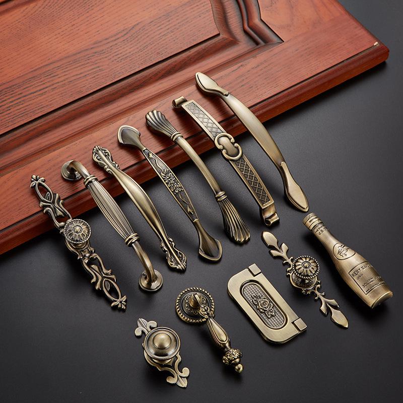 Aolaya European Bronze Cabinet Drawer Zinc Alloy Antique Green Handle