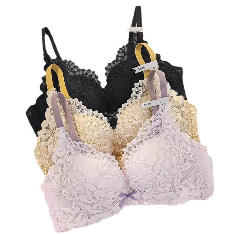 Lace Lingerie Set: Push-up, Wire-Free, Adjustable Support Bra for Small Busts.